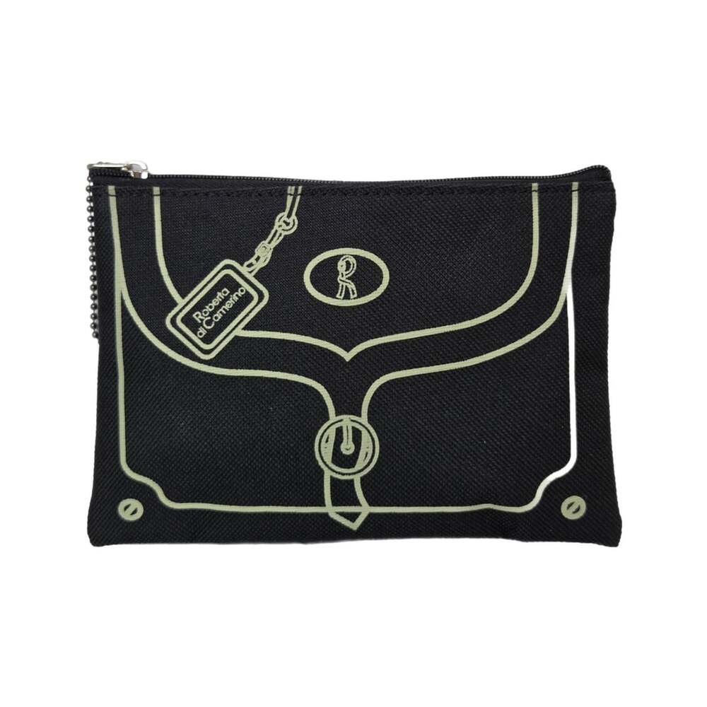 Roberta di Camerino Black Printed Small Bag Pouch With Chain Strap Graphic